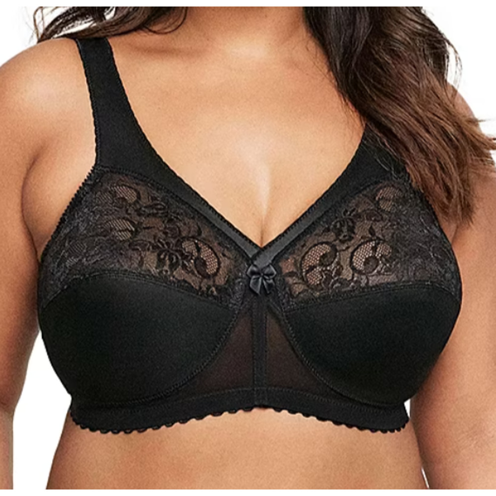 Glamorise MagicLift Original Support Wire Free Plus Size Bra Black 52B NWOT